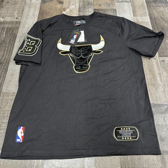 Chicago Bulls Shirt Mens XL Pro Standard Black Embroidered NBA Short Sleeve - Picture 1 of 12
